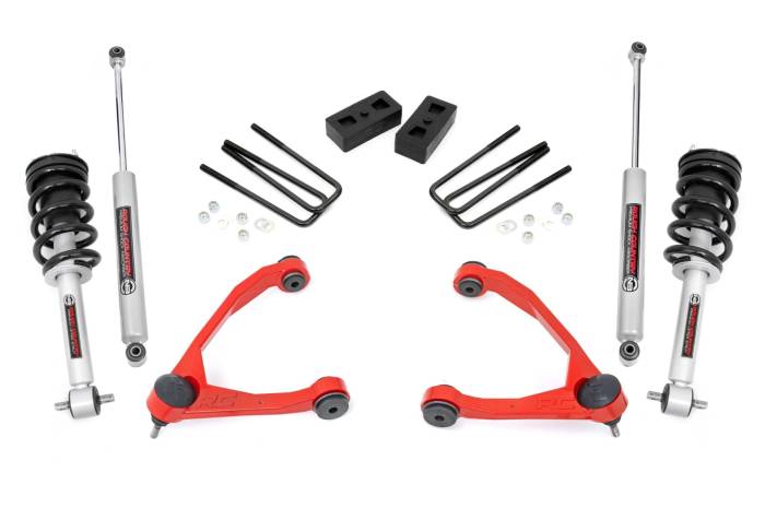 Rough Country - 3.5 Inch Lift Kit Cast Steel N3 Strut Red Silverado/Sierra 1500 (07-13) Rough Country