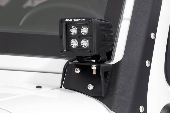 Rough Country - LED Light Mount Lower Windshield Pod Jeep Wrangler JK/Wrangler Unlimited (07-18) Rough Country