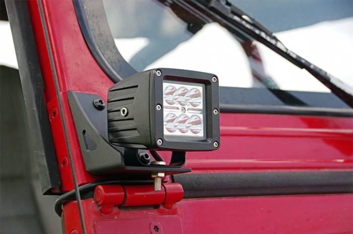 Rough Country - LED Light Mount Lower Windshield Pod Pair Jeep Wrangler YJ 4WD (87-95) Rough Country