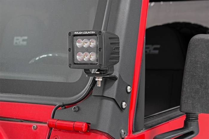 Rough Country - LED Light Mount Lower A-Pillar Pod Jeep Wrangler TJ (97-06)/Wrangler Unlimited (04-06) Rough Country