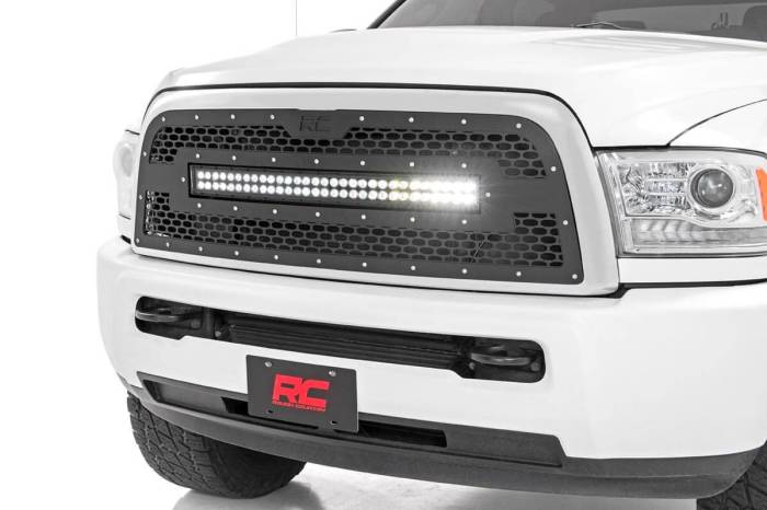 Rough Country - Mesh Grille 30 Inch Dual Row LED Black Ram 2500/3500 2WD/4WD (2013-2018) Rough Country