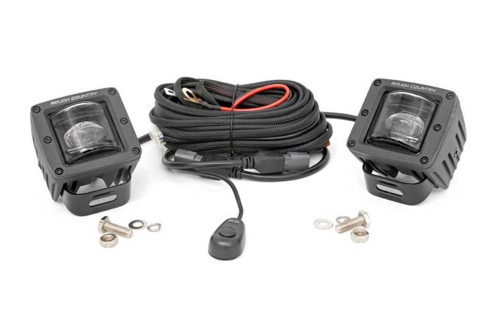 Rough Country - 2 Inch Black Series LED Light Pods SAE Fog Pair Rough Country