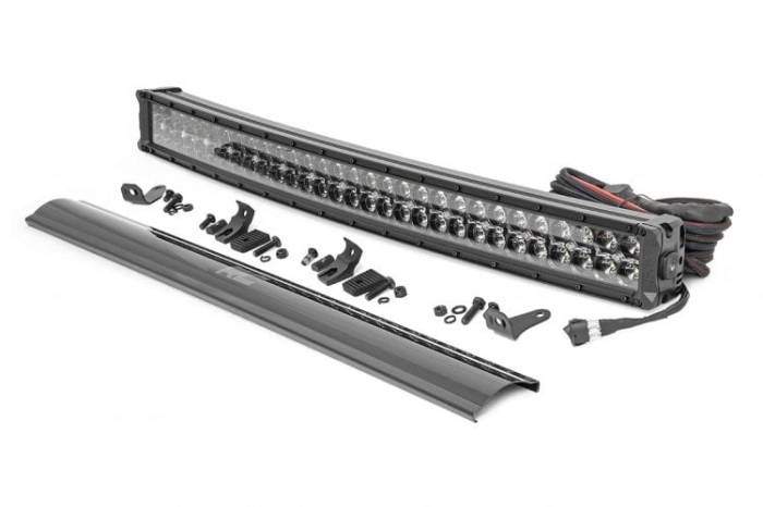 Rough Country - LED Light Kit Bumper Mount 30 Inch Black Dual Row White DRL Toyota 4Runner (14-20) Rough Country