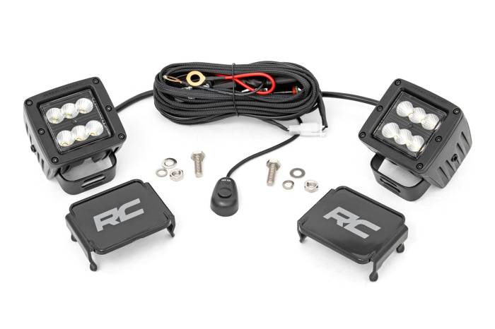 Rough Country - 2 Inch Black Series LED Light Pods Pair Flood Rough Country