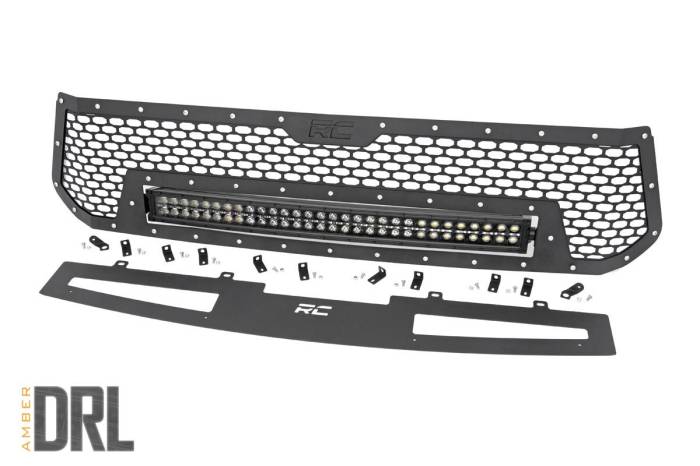 Rough Country - Mesh Grille 30 Inch Dual Row LED Black Amber DRL Toyota Tundra (14-17) Rough Country