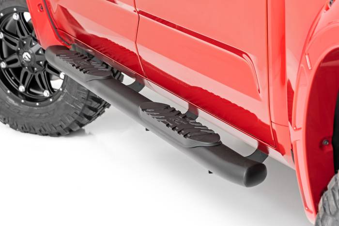 Rough Country - Oval Nerf Steps Crew Cab Black Toyota Tundra 2WD/4WD (2022-2026) Rough Country