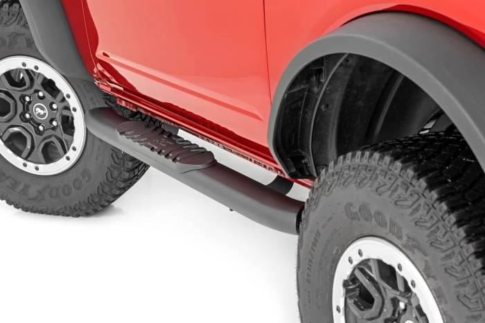 Rough Country - Oval Nerf Steps 2-Door Black Ford Bronco (2 Door) 4WD (2021-2025) Rough Country