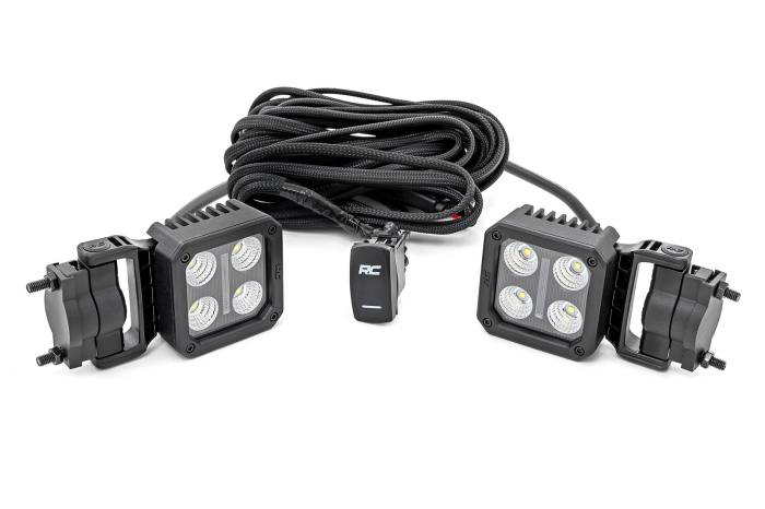 Rough Country - Black Series LED Light Pair 2 Inch Flood Swivel Mount Rough Country