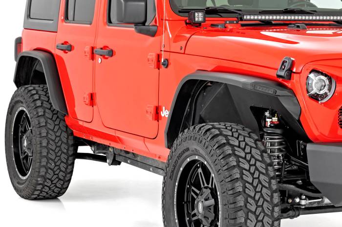 Rough Country - High Clearance LED Flat Fender Flare Kit UV Treated Jeep Wrangler JL (18-24) Rough Country