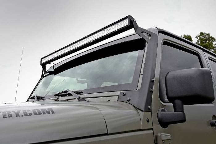 Rough Country - LED Light Mounts Upper Windshield 50 Inch Jeep Wrangler JK/Wrangler Unlimited (07-18) Rough Country