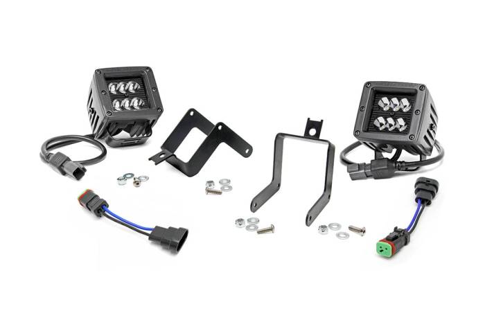 Rough Country - LED Light Kit Fog Mount 2 Inch Black Pair Ford F-250/F-350 Super Duty (11-16) Rough Country
