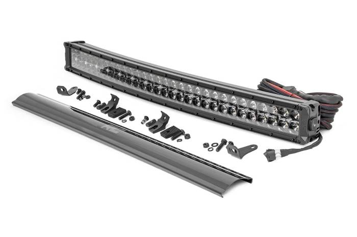 Rough Country - 30 Inch Black Series LED Light Bar Curved Dual Row Cool White DRL Rough Country