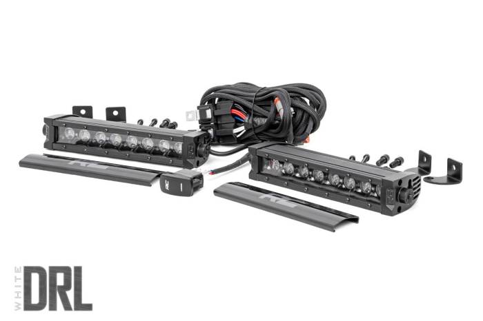 Rough Country - 8 Inch Black Series LED Light Bar Single Row Cool White DRL Pair Rough Country