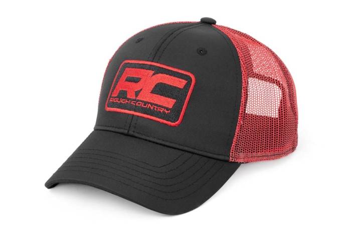 Rough Country - Rough Country Mesh Hat Black & Red Rough Country