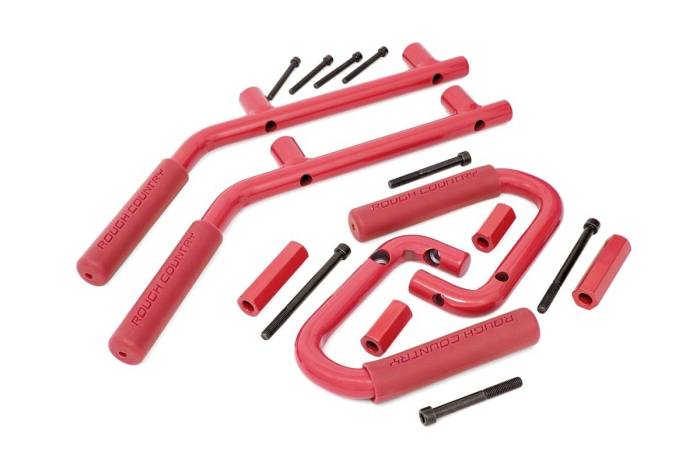 Rough Country - Grab Handles Steel FR & RR Red Jeep Wrangler JK/Wrangler Unlimited (07-18) Rough Country