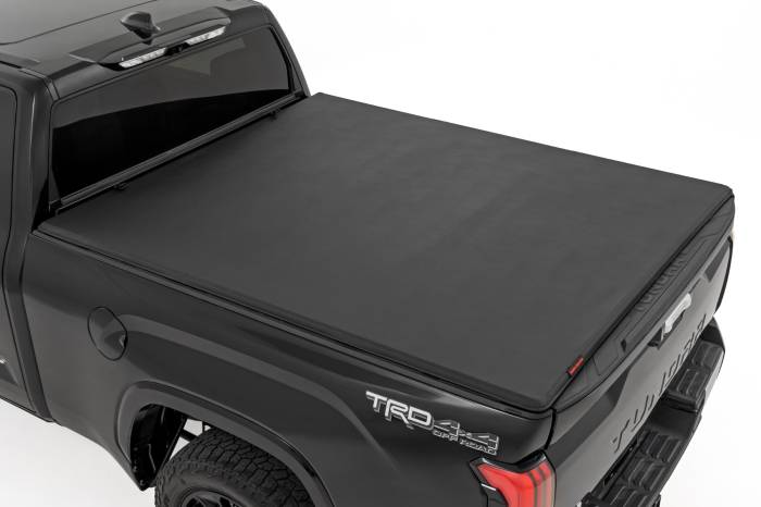 Rough Country - Soft Tri-Fold Bed Cover With & W/O OE Rails 6 Foot 7 Inch Bed Toyota Tundra (22-26) Rough Country