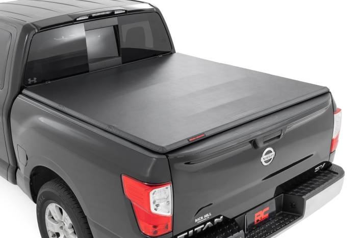 Rough Country - Soft Tri-Fold Bed Cover 5 Foot 7 Inch Bed Nissan Titan 2WD/4WD (2017-2024) Rough Country