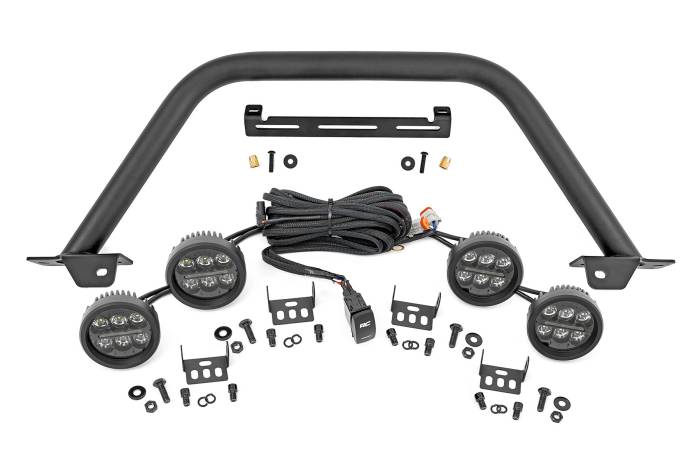 Rough Country - Safari Bar 3.5 Inch Round LED (Quad) Black Amber DRL OE Modular Steel Ford Bronco (21-25) Rough Country