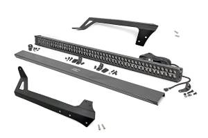 LED Light Windshield Mnt 50 Inch Black Dual Row Amber DRL Jeep Wrangler JK (07-18) Rough Country