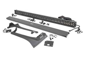 LED Light Kit Windshield 50 Inch Black Dual Row Amber DRL Jeep Gladiator JT/Wrangler JL (18-26) Rough Country