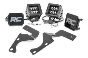 LED Light Kit Ditch Mount 2 Inch Black Spot Pair Toyota 4Runner (10-24) Rough Country