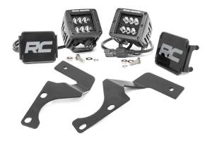 LED Light Kit Ditch Mount 2 Inch Black Flood Pair Toyota 4Runner (10-24) Rough Country