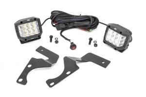 LED Light Kit Ditch Mount 3 Inch Chrome Wide Angle Pair Rough Country