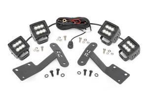 LED Light Kit Ditch Mount Dual 2 Inch Black Pairs Flood Toyota Tundra (14-21) Rough Country