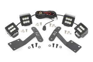 LED Light Kit Ditch Mount Dual 2 Inch Black Pairs Spot/Flood Toyota Tundra (14-21) Rough Country
