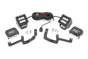 LED Light Kit Ditch Mount 2 Inch Black Pair Flood Chevy Silverado 1500 (19-26) Rough Country