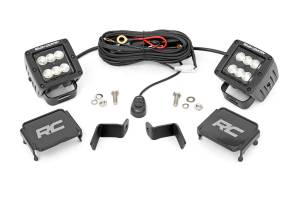 LED Light Kit Ditch Mount 2 Inch Black Pair Flood Ford F-150 (15-26)/F-150 Lightning (22-26) Rough Country