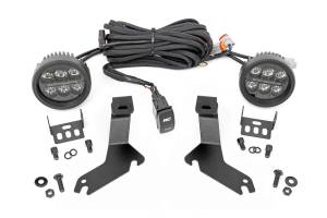 LED Light Kit Ditch Mount Black Series Round 3.5 Inch Amber DRL Chevy 1500 (99-06) Rough Country