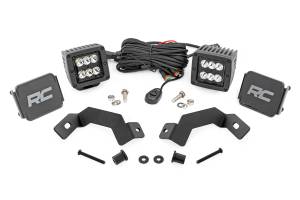 LED Light Kit Ditch Mount 2 Inch Black Pair Spot Toyota Land Cruiser (24-26) Rough Country