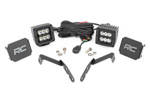 LED Light Kit Ditch Mount 2 Inch Black Pair Spot Chevy 1500 & Silverado/Sierra 2500HD/3500HD (07-14) Rough Country