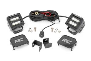 Rough Country - LED Light Kit Ditch Mount 2 Inch Black Pair Flood Toyota Tundra (22-26) Rough Country - Image 1