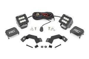 LED Light Kit Ditch Mount 2 Inch Black Pair Flood Toyota Land Cruiser (24-26) Rough Country
