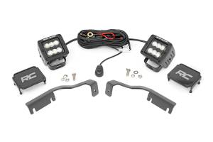 LED Light Kit Ditch Mount 2 Inch Black Pair Flood Nissan Frontier (22-26) Rough Country