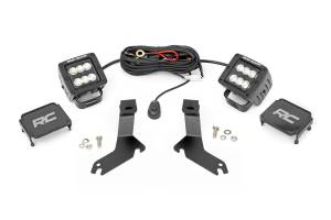 LED Light Kit Ditch Mount 2 Inch Black Pair Flood Chevy Silverado 1500 (99-06)/Tahoe (00-06) Rough Country