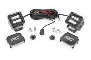 LED Light Kit Ditch Mount 2 Inch Black Pair Flood Pattern Ford Bronco (21-25) Rough Country