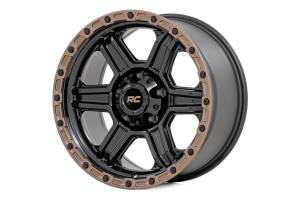 79 Series Wheel One-Piece Semi Gloss Black w/Bronze Ring 18x9 6x5.5 -12mm Rough Country