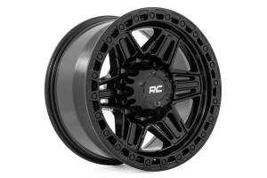 Rough Country - 76 Series Wheel Simulated Beadlock Gloss Black 17x9 6x5.5 -12mm Rough Country - Image 4