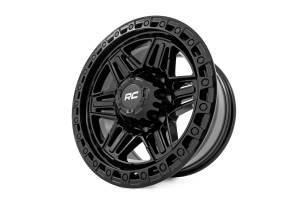 Rough Country - 76 Series Wheel Simulated Beadlock Gloss Black 17x9 5x5 -12mm Rough Country - Image 3
