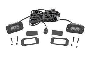Rough Country - 3x1.75 Inch Black Series LED Slim Aux SAE Fog Flush Mount Pair Rough Country - Image 1
