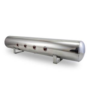 Air Lift - Air Lift 5 Gal Alum Air Tank - (4) 3/8in Face Ports & 1/4in Drain Port - 36in L X 6in D - Polished - 12956 - Image 1
