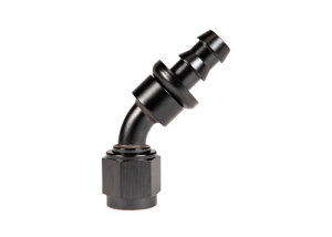 Fleece Performance - Fleece Performance Universal -6AN 45Deg to Hose Barb - Black - FPE-PL-45-06 - Image 1