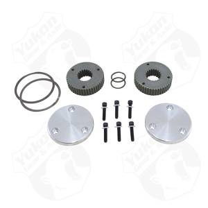 Yukon hardcore drive flange kit for Dana 44, 19 spline outer stubs. Non-engraved caps..