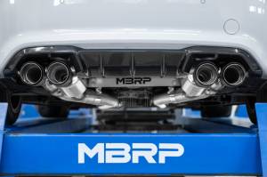 MBRP - MBRP 18-22 BMW M2 Competition 3.0L T304 SS 3in Resonator-Back Exhaust Quad Rear w/ Carbon Fiber Tips - S45023CF - Image 4