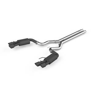 MBRP 18-19 Ford Mustang GT 5.0 3in Dual Split Rear Cat Back w/ Quad 4in Dual Wall Tips- Black Coated - S7205BLK