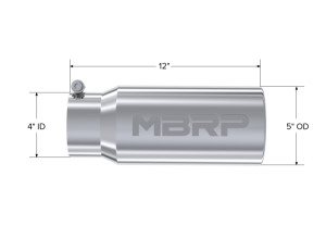 MBRP - MBRP Universal Tip 5 O.D. Rolled Straight 4 inlet 12 length - T5050 - Image 5