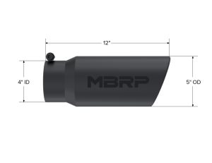 MBRP - MBRP Universal Tip 5 O.D. Angled Rolled End 4 inlet 12 length - Black Finish - T5051BLK - Image 5